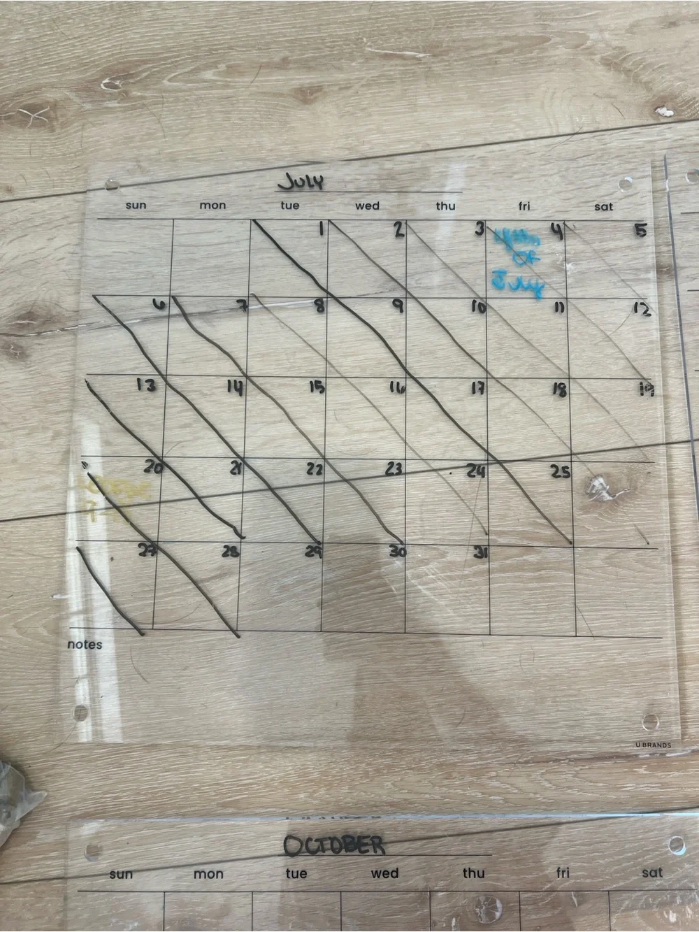 Clear Acrylic Dry Erase Monthly Calendar Board (Selling Individually)